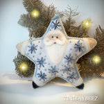 Load image into Gallery viewer, Star Ornament-Snowman Ornament-Embroidered Ornament-Felt Star Santa
