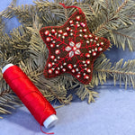 Load image into Gallery viewer, Felt Embroidered Star Ornament With Sequin-Ornament Exchange Gift
