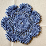 Load image into Gallery viewer, Country Blue Round Crochet Doilies Set of 2 -6 1/2“ Dimensional Doily- Country Blue  Round Doilies-Country Blue Doily
