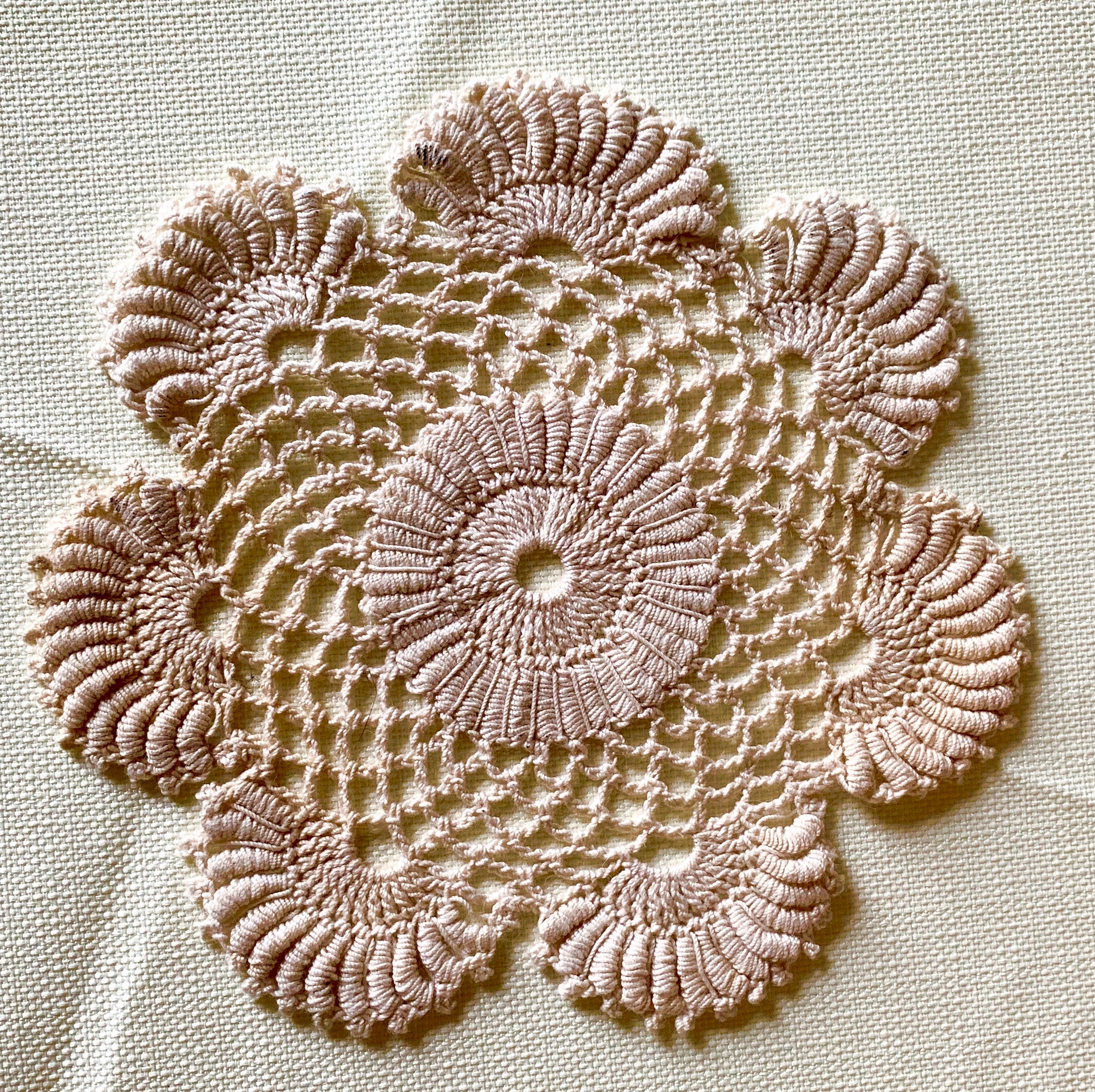 Mauve Round Crochet Doilies Set of 2 -6 1/2“ Dimensional Doily- Round Mauve Doilies-Mauve Doily