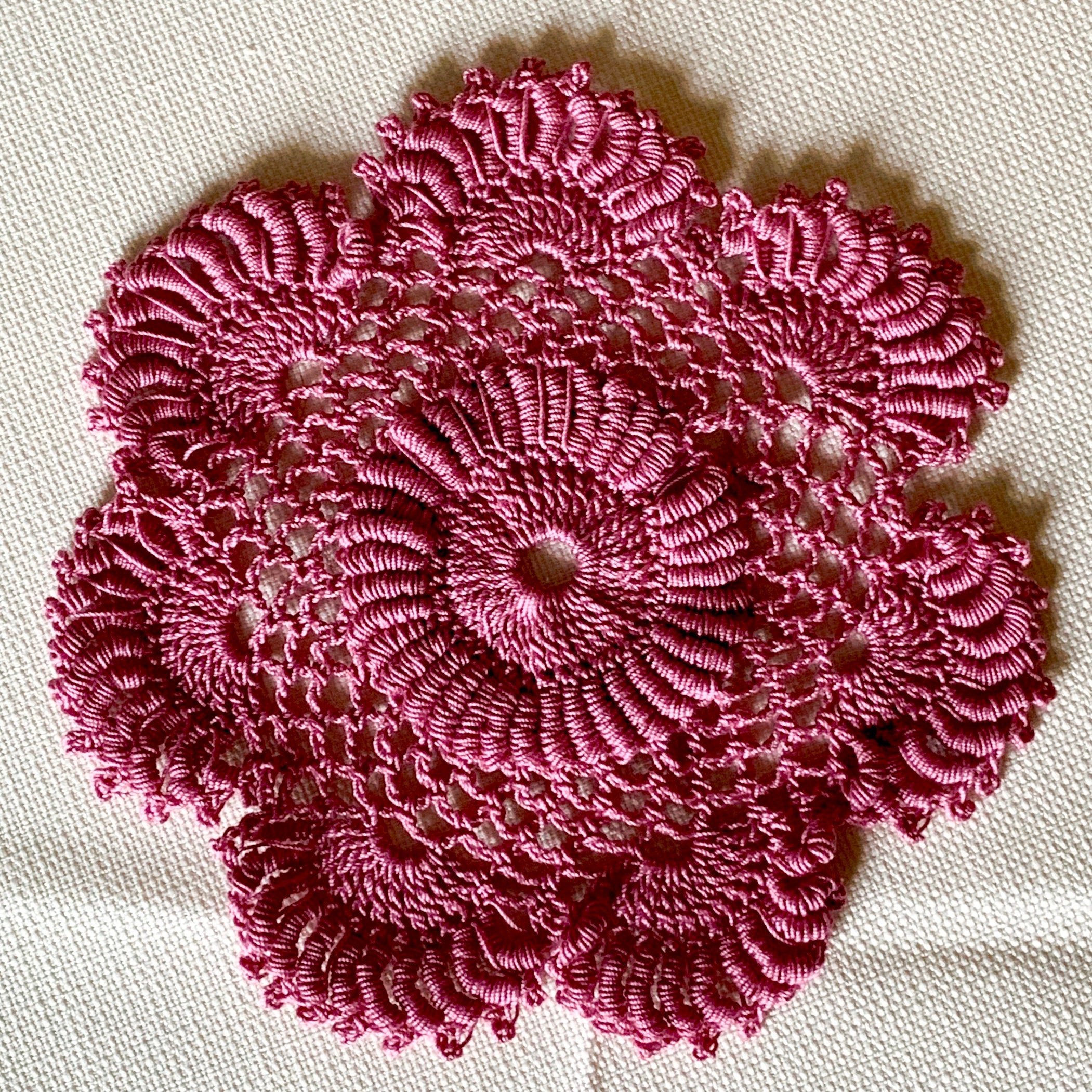 Round Crocheted Doilies-6 1/2“ Dimensional Doily-Set of 2 Round Doilies-Ecru (off white) Doily