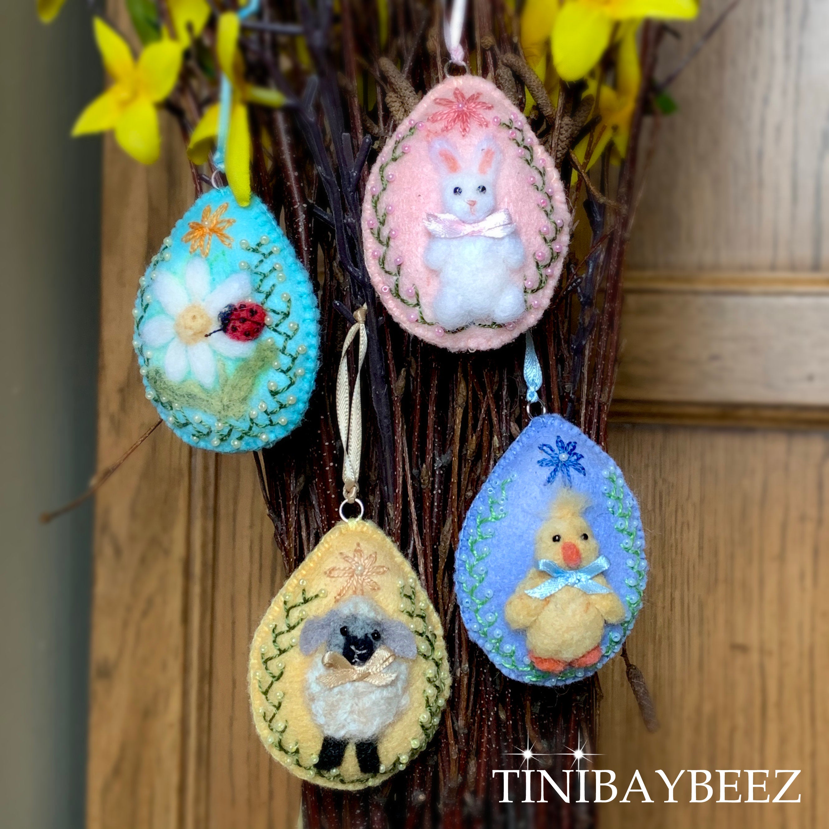 Felt Easter Egg Set of 4- Easter Egg Decoration-Needle Felted Easter Egg-Easter Decor