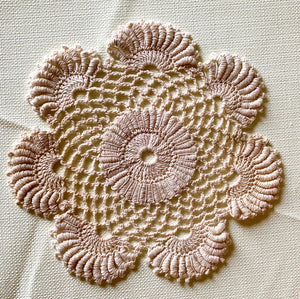 Red Round  Crocheted Doilies Set of 2 -6 1/2“ Dimensional Doily-Red Round Doilies
