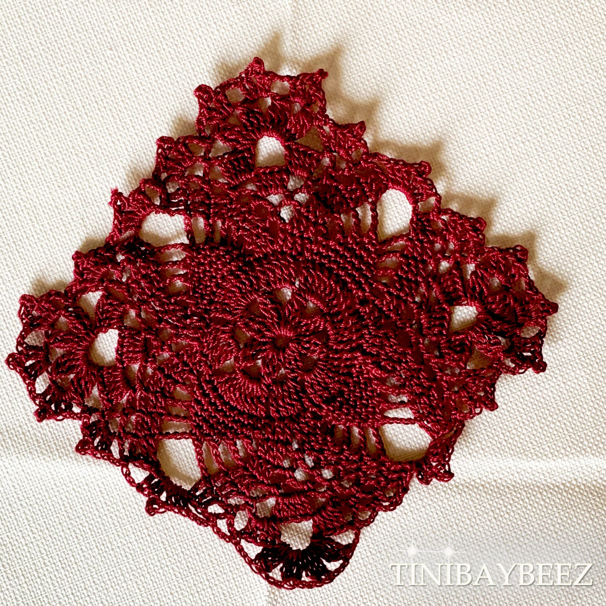 Red Square Doily Set of 2 -Red Doily-5 1/2 inch Square Doily-Red Square Doilies