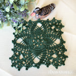 Load image into Gallery viewer, Hunter Green Square Doily Set of 2-Doilies-5 1/2 inch Square Doily-Hunter Green Square Doilies
