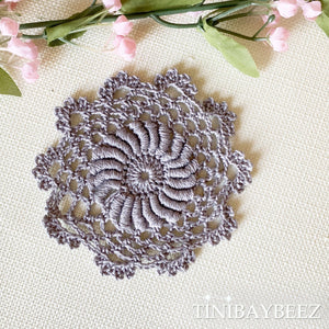 Purple Mini Doily Set of 6-Crochet Doily -Craft Doily- 3" Purple Doily