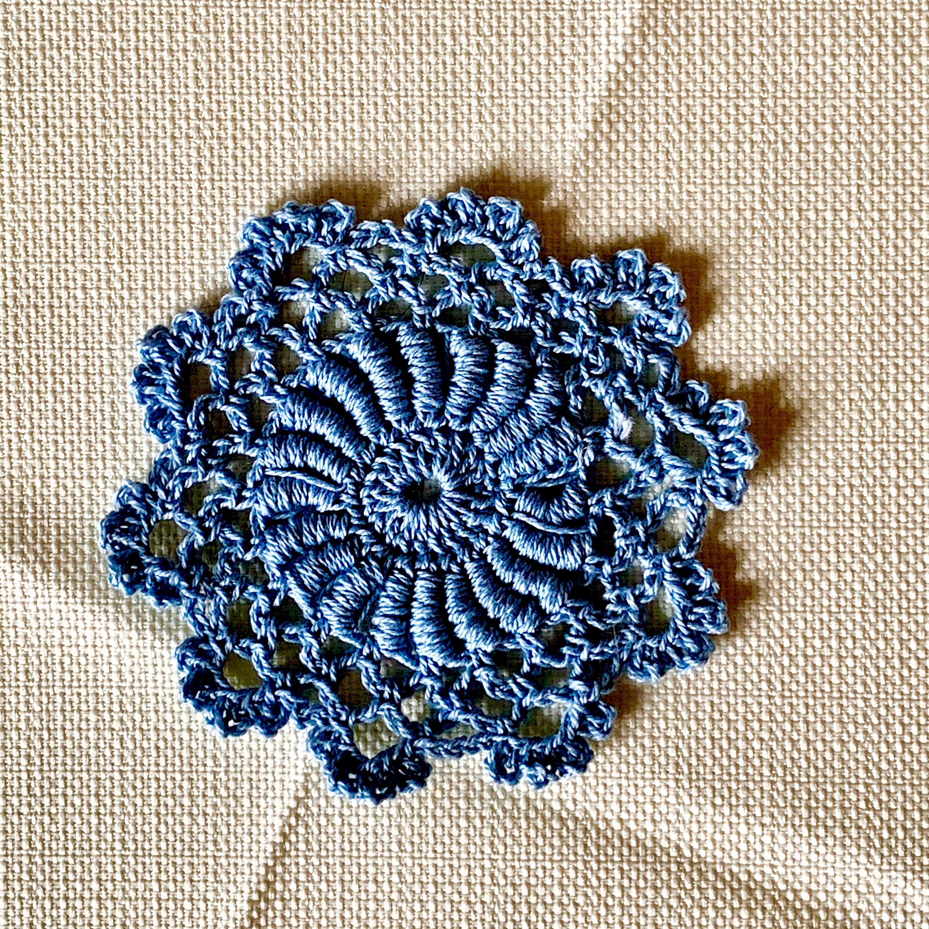 Country Blue Mini Doily Set of 6-Crochet Doily -Cotton Doily-Craft Doily-Country Blue Doily-3 inch Doily