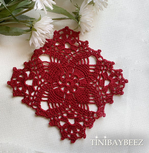Red Square Doily Set of 2 -Red Doily-5 1/2 inch Square Doily-Red Square Doilies