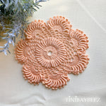 Load image into Gallery viewer, Apricot  Round  Crochet Doilies Set of 2 -6 1/2“ Dimensional Doily- Round Doilies- Apricot Doily
