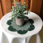 Load image into Gallery viewer, Hunter Green Round  Crochet Doily- 10 1/2” Dimensional Doily- Round Doily
