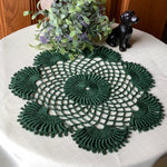 Load image into Gallery viewer, 10 1/2” Hunter Green Round  Crochet Doily-  Dimensional Doily- Round Doily
