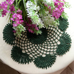 Load image into Gallery viewer, Hunter Green Round  Crochet Doily- 10 1/2” Dimensional Doily- Round Doily
