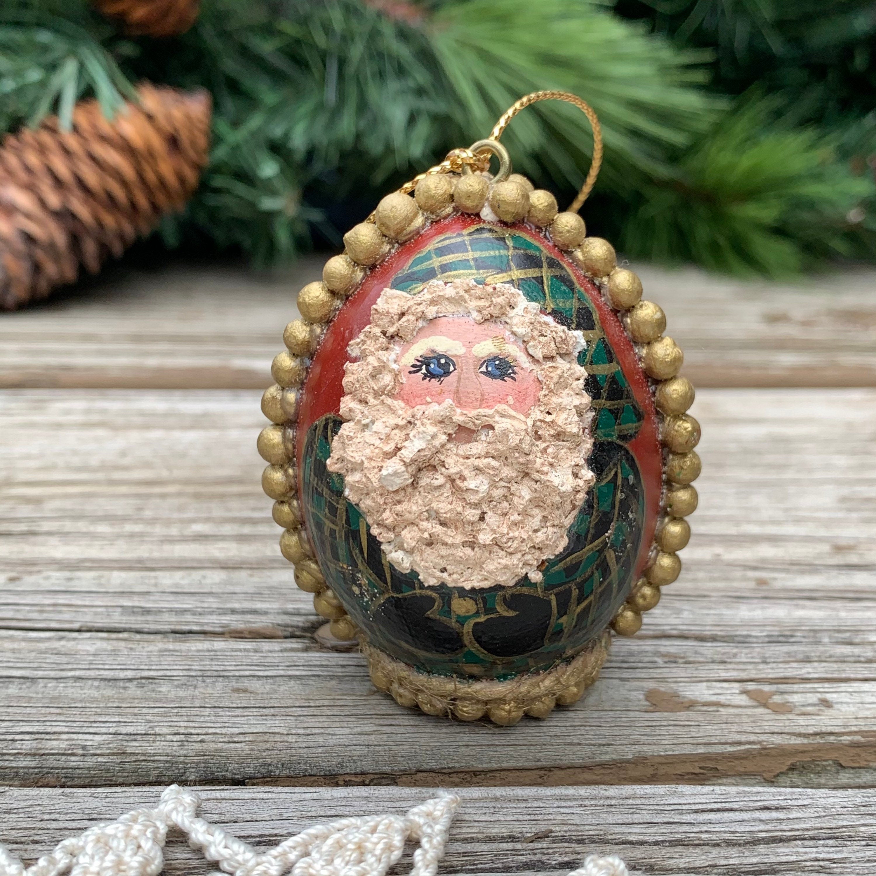 Set Of 6 Hand PaintedFilkArt Santa Ornaments-Only one set available