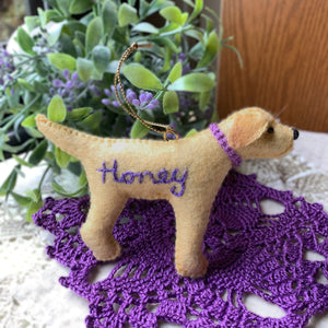 Personalized Lab Ornament with a crochet collar