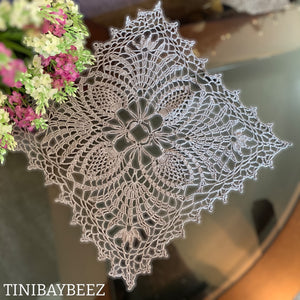 Grey Square Doily-Crocheted Doily-Table Decoration