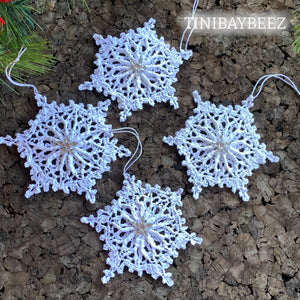 Set of 4 Crochet Snowflake Ornaments