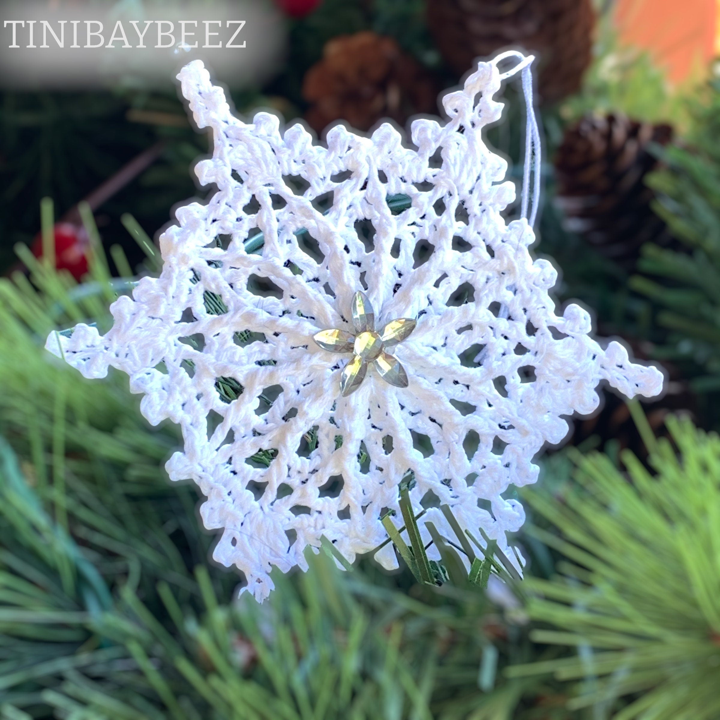 Set of 4 Crochet Snowflake Ornaments