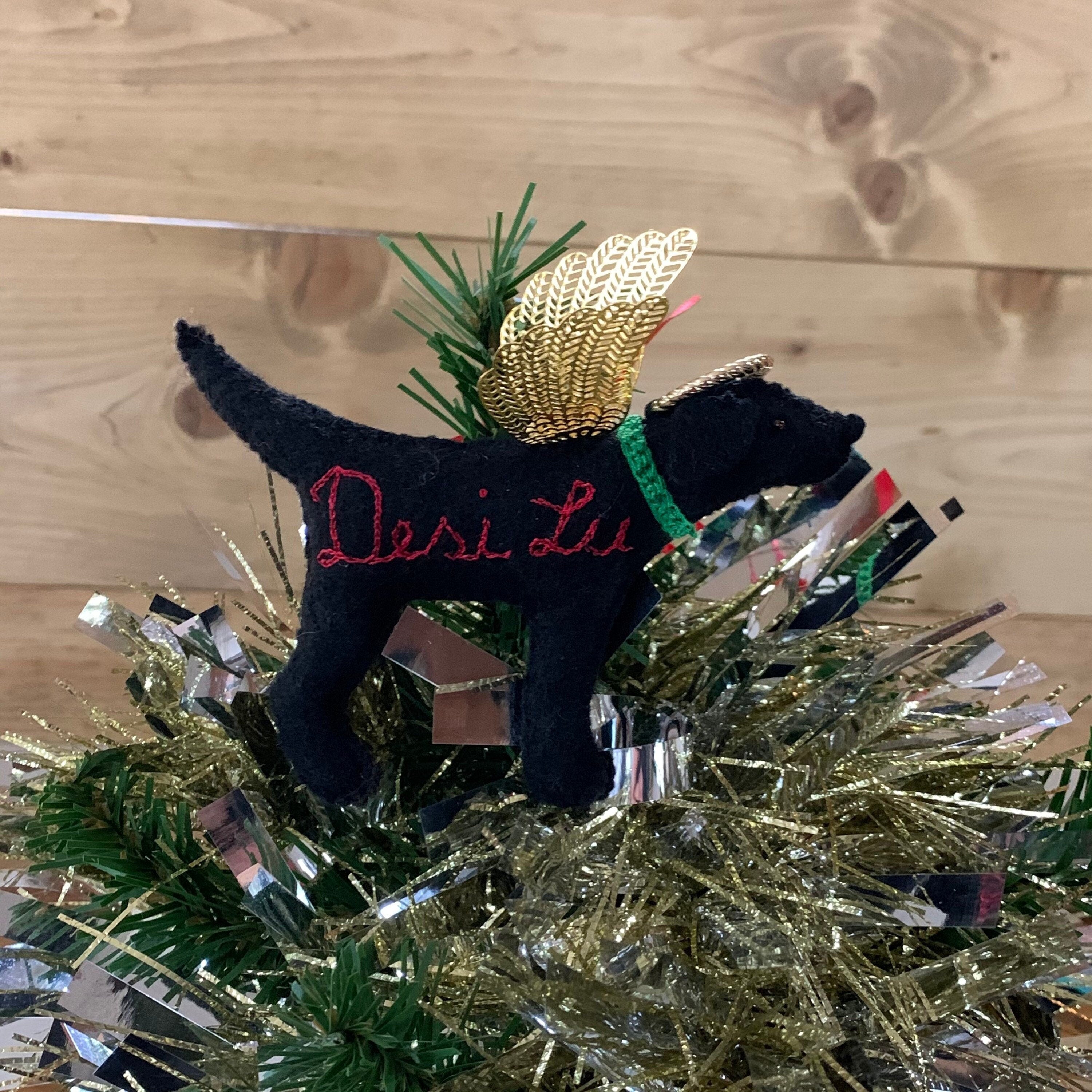 Personalized Lab Angel Tree Topper with a crochet collar-Pet Memorial