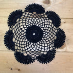 Load image into Gallery viewer, 10 1/2” Black Round  Crochet Doily- 10 1/2” Dimensional Doily- Round Doily
