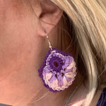 Load image into Gallery viewer, Purple Crocheted Earrings-Boho Style Shell shaped Earrings
