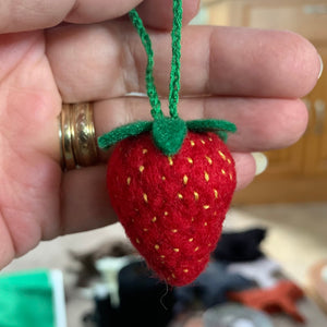 Needle felted Strawberry Ornaments-Strawberry Decoration-Strawberry Gift