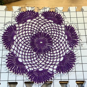 10 1/2” Purple Round  Crochet Doily-  Dimensional Doily- Round Doily