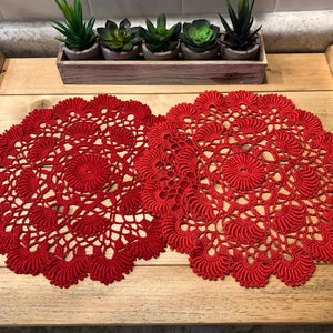 12” red doily