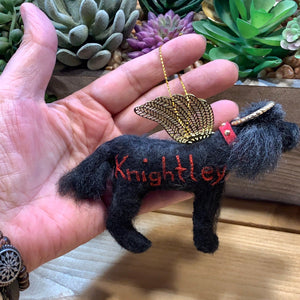 Personalized Black Labradoodle Angel Ornament -Pet Memorial