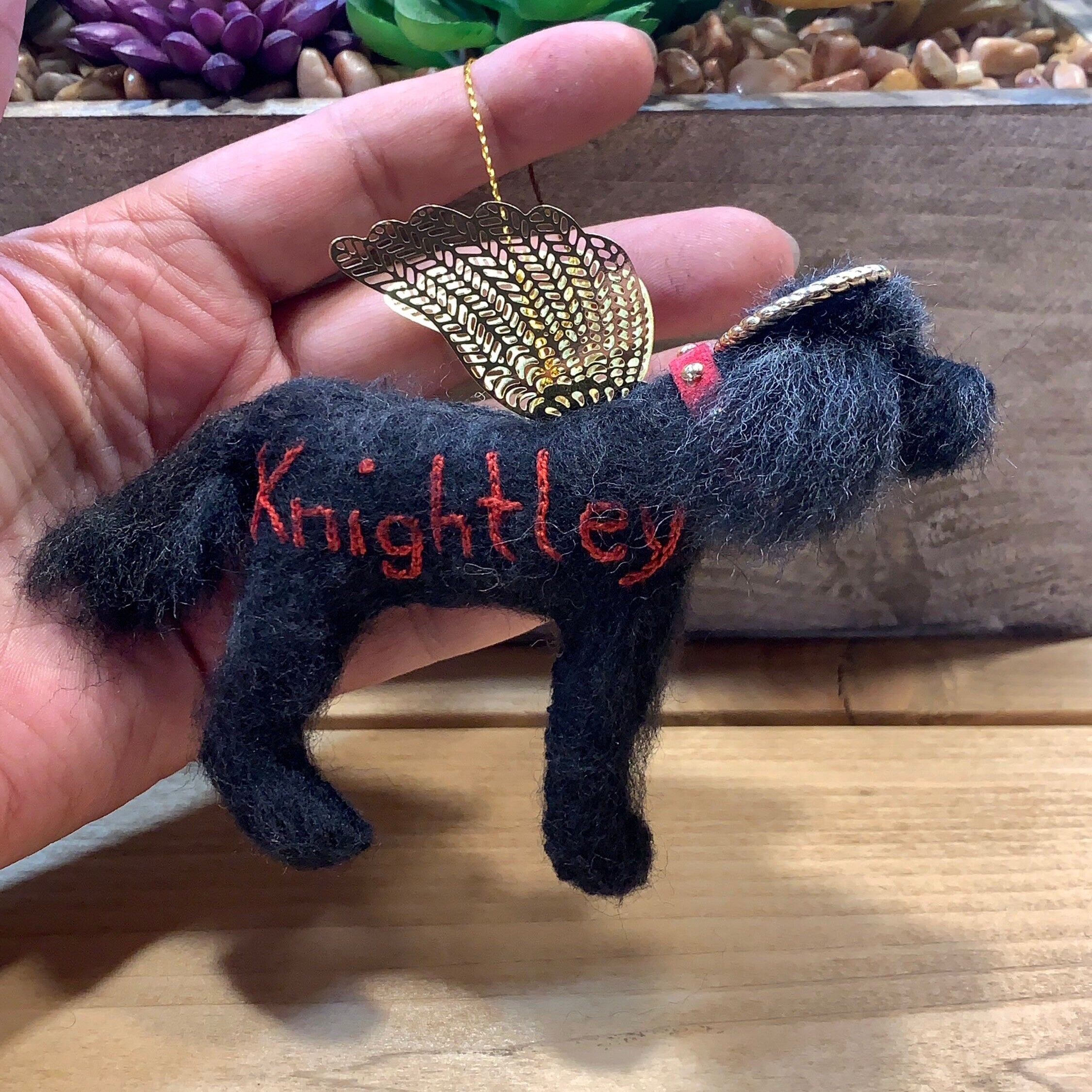 Personalized Black Labradoodle Angel Ornament -Pet Memorial