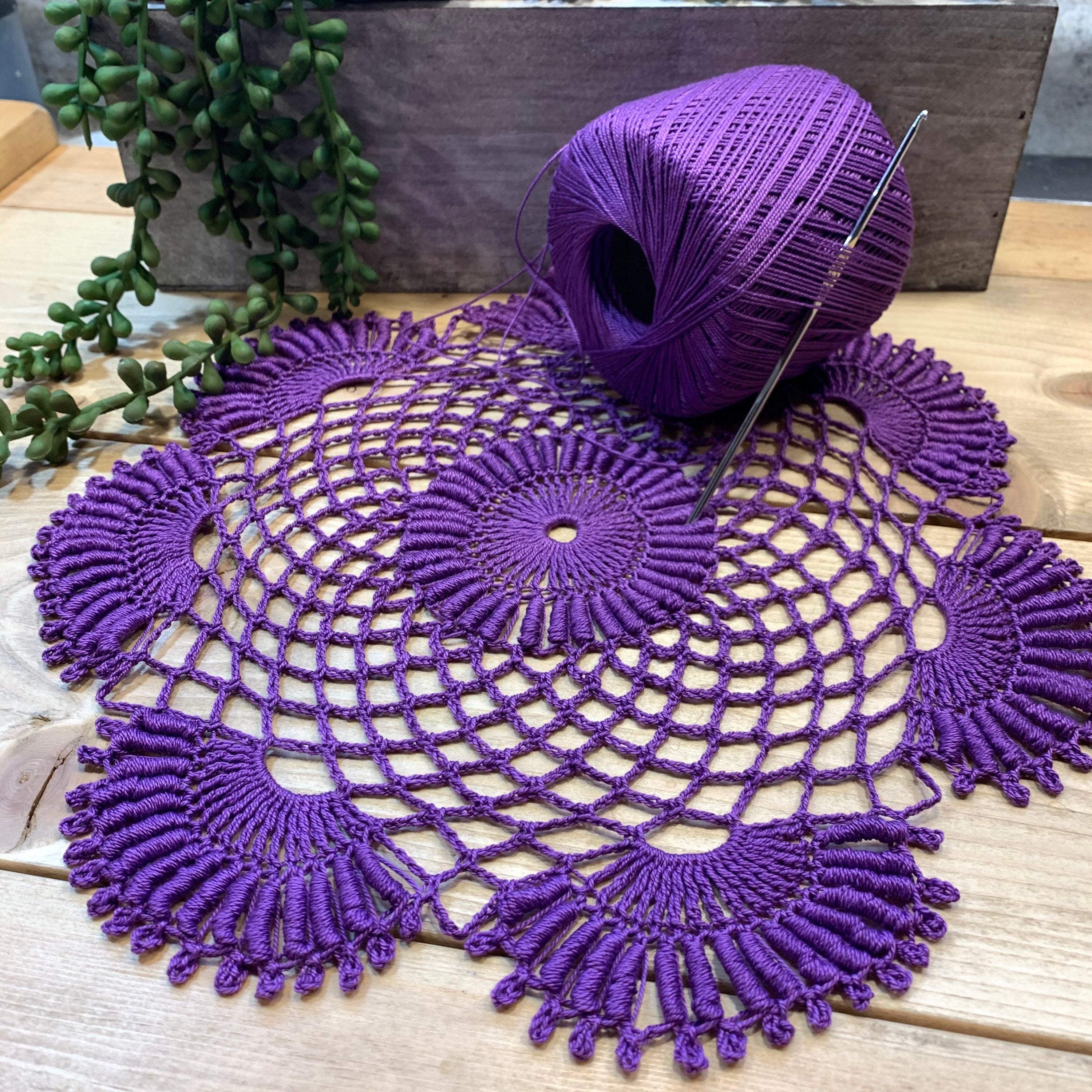 10 1/2” Purple Round  Crochet Doily-  Dimensional Doily- Round Doily