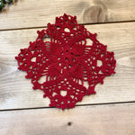 Load image into Gallery viewer, Set of 3 patriotic square doilies-4th of July  decoration-Red, White and Blue doilies
