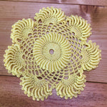 Load image into Gallery viewer, Pale Yellow Round  Crochet Doilies  Set of 2 -6 1/2“ Dimensional Doily- Round Doilies
