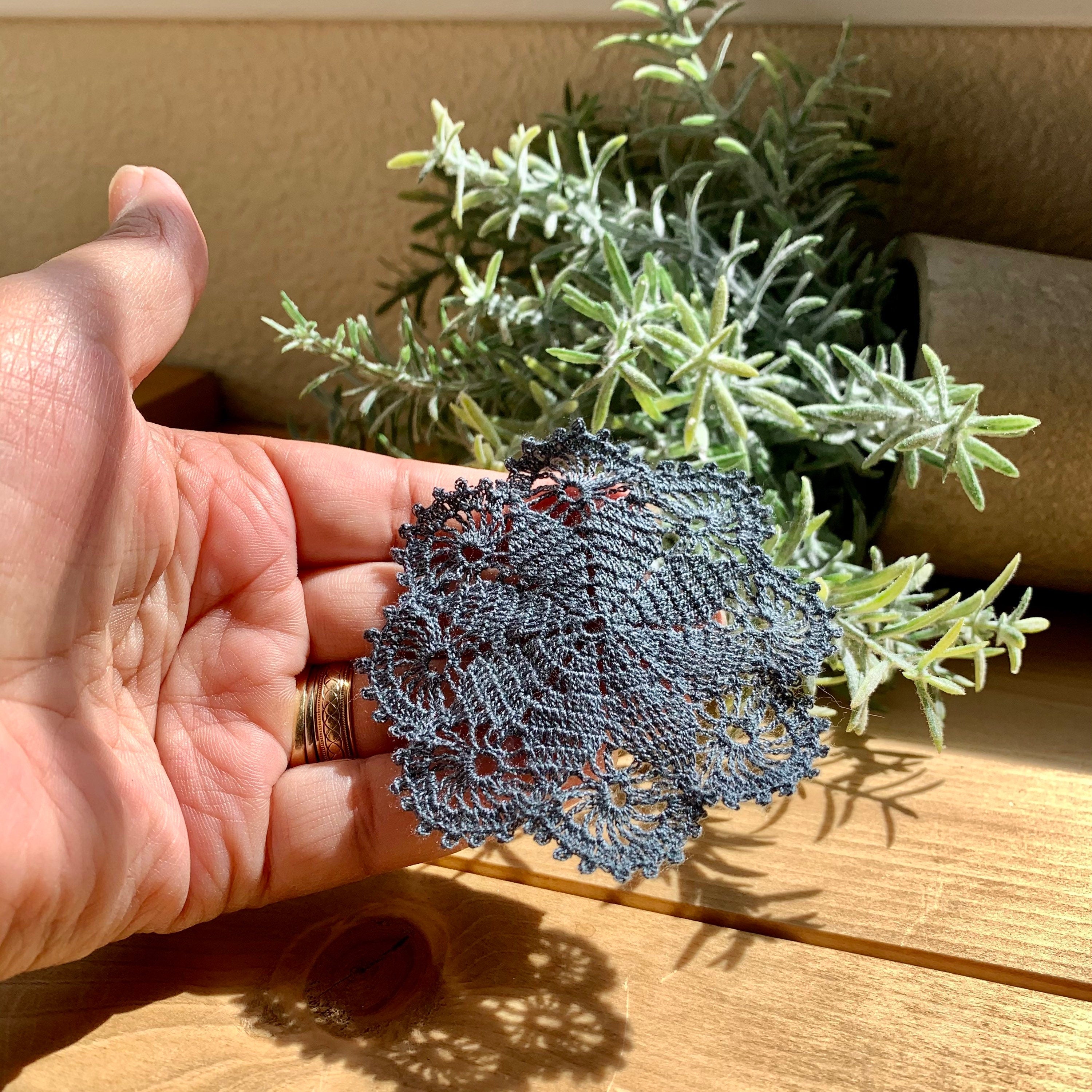 Grey Micro Crochet Doily- 2 7/8 “ Dollhouse Mini Doily