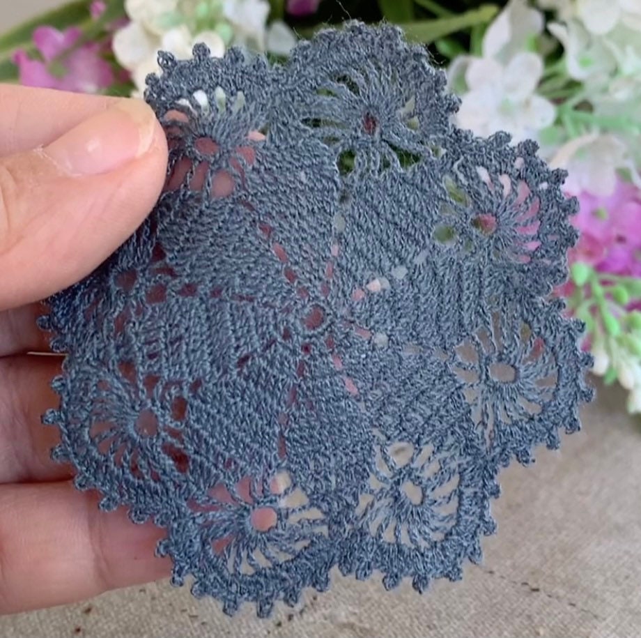 Grey Micro Crochet Doily- 2 7/8 “ Dollhouse Mini Doily