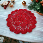 Load image into Gallery viewer, 13” Red Christmas Doily
