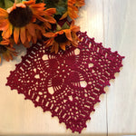 Load image into Gallery viewer, 8” Square Doily- Burgundy Crochet Doily
