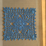 Load image into Gallery viewer, 8” Square Doily- Country Blue Crochet Doily

