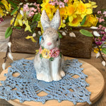 Load image into Gallery viewer, Vintage Easter Bunny Figurine with doily
