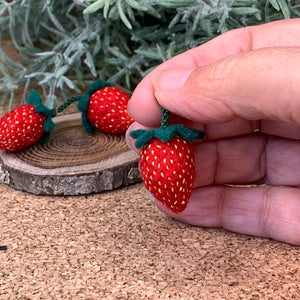 Realistic Miniature Needle Felted Strawberries for your craft project or display