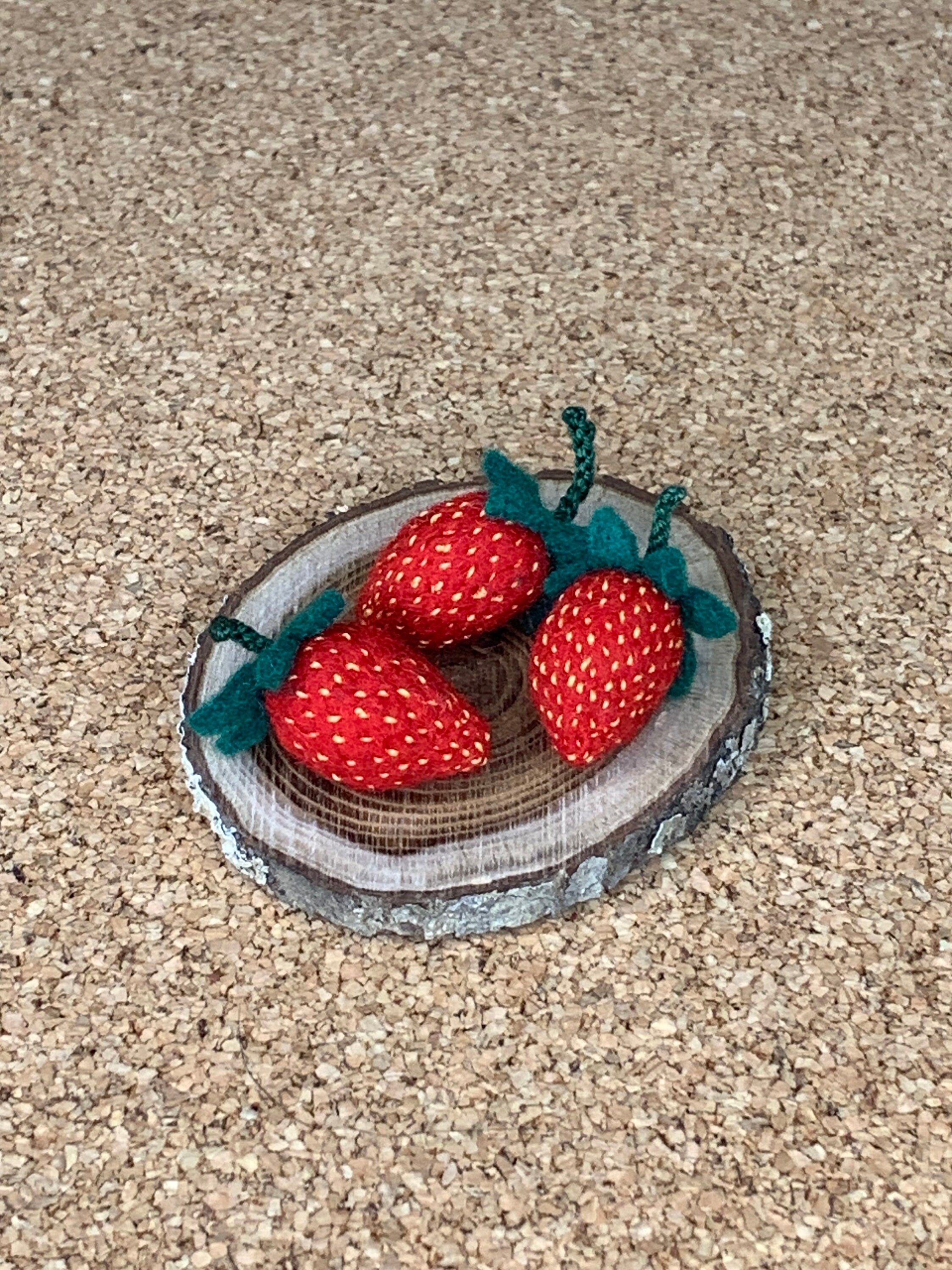 Realistic Miniature Needle Felted Strawberries for your craft project or display