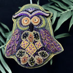 Load image into Gallery viewer, Scented Owl Sachet with Bead Embroidery on Felt-One Of A Kind Owl Ornament
