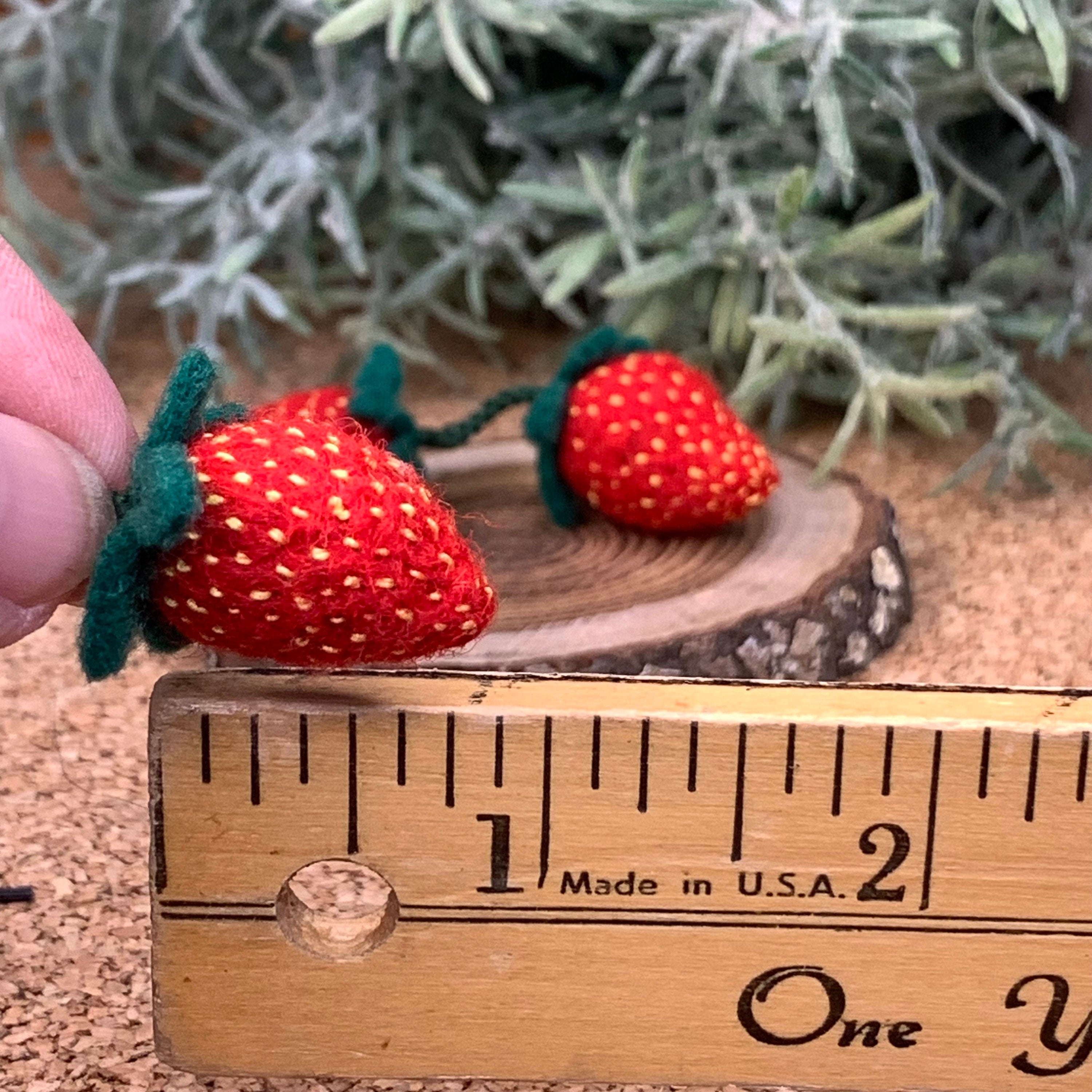 Realistic Miniature Needle Felted Strawberries for your craft project or display