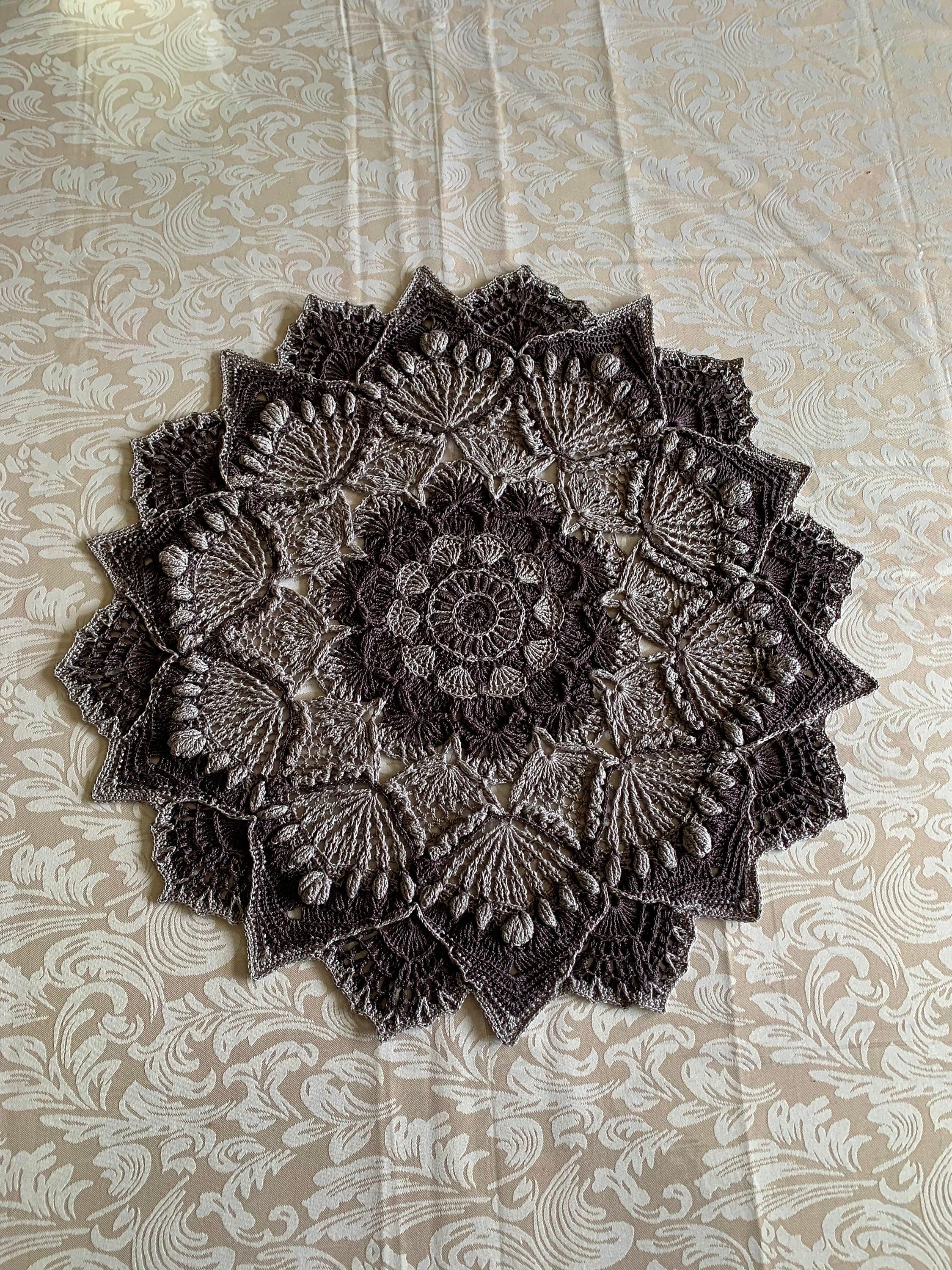 18” Textured Crochet Doily-Two tone Gray-One-of-a-kind Crochet Doily-Heirloom Doily