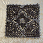 Load image into Gallery viewer, 8” Square Crochet Doily- Charcoal Gray with Light Gray Accents
