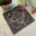 Load image into Gallery viewer, 8” Square Crochet Doily-Charcoal Gray with Light Gray Accents

