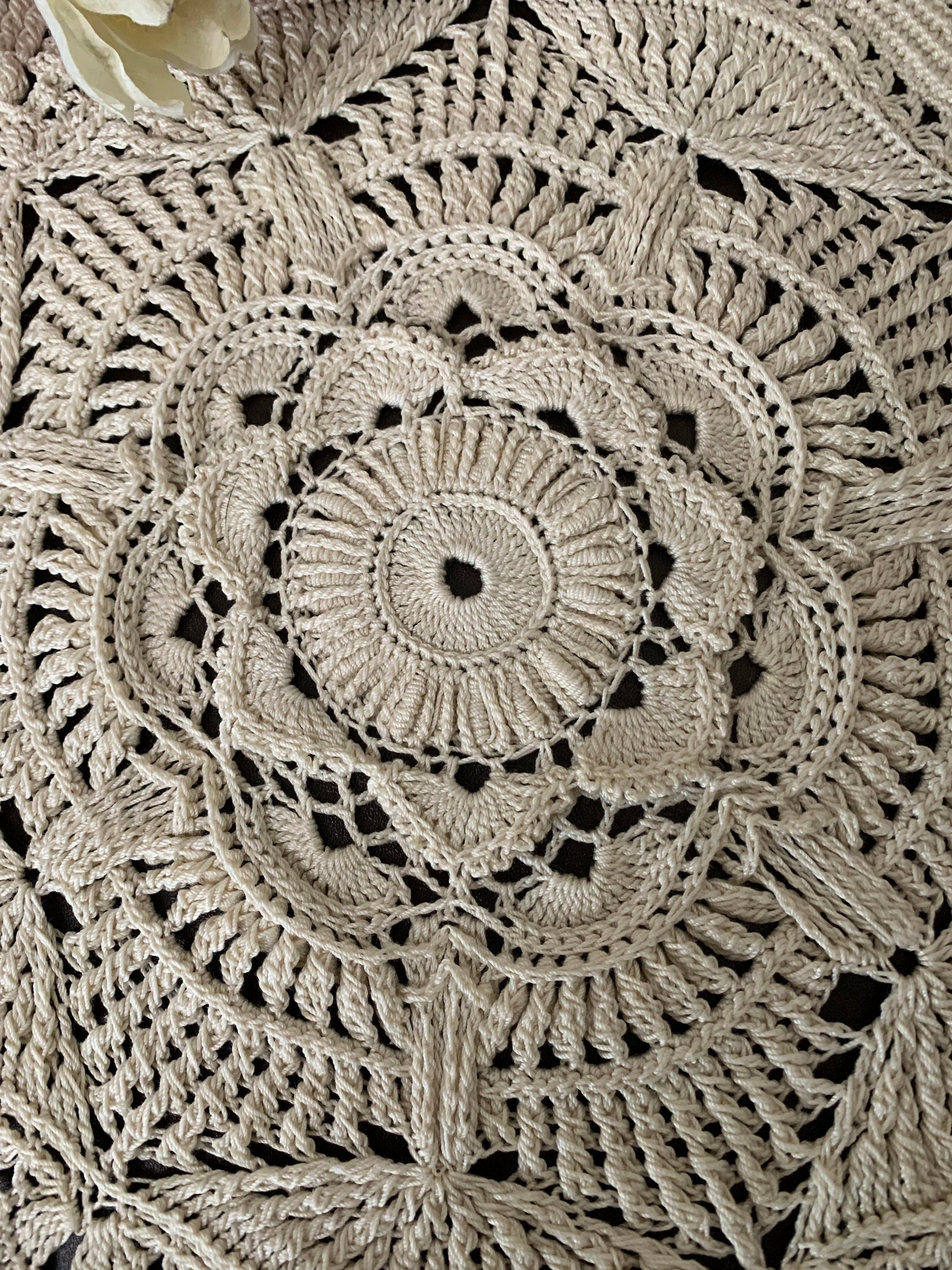 18” Textured Doily Off-White(Ecru)One-of-a-kind Crochet Doily-Heirloom Doily