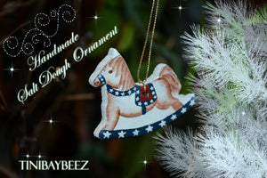 Salt Dough Ornament-Cinnamon Ornament-Rocking Horse Ornament-Americana Ornament