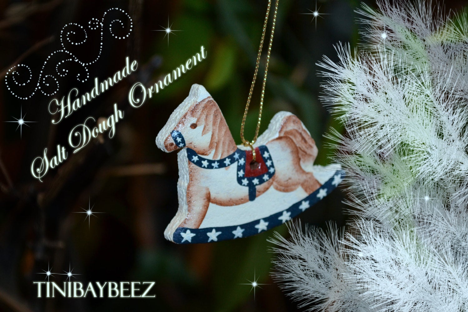 Salt Dough Ornament-Cinnamon Ornament-Americana Rocking Horse Ornament-Cinnamon Salt Dough Ornament