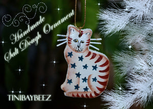 Salt Dough Ornament-Cinnamon Ornament-Cat Ornament-Americana Ornament