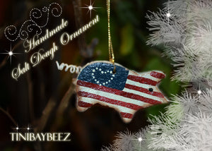 Salt Dough Ornament-Cinnamon Ornament- Pig Ornament-Americana Ornament